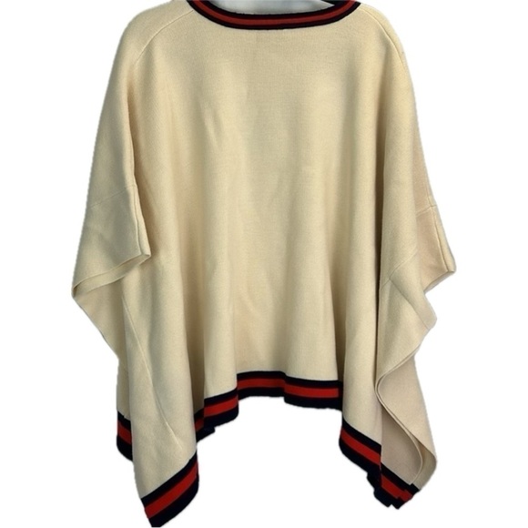 Tuckernuck Camden Soft Knit Poncho Cape V-Neck Ivory One Size - Picture 4 of 7